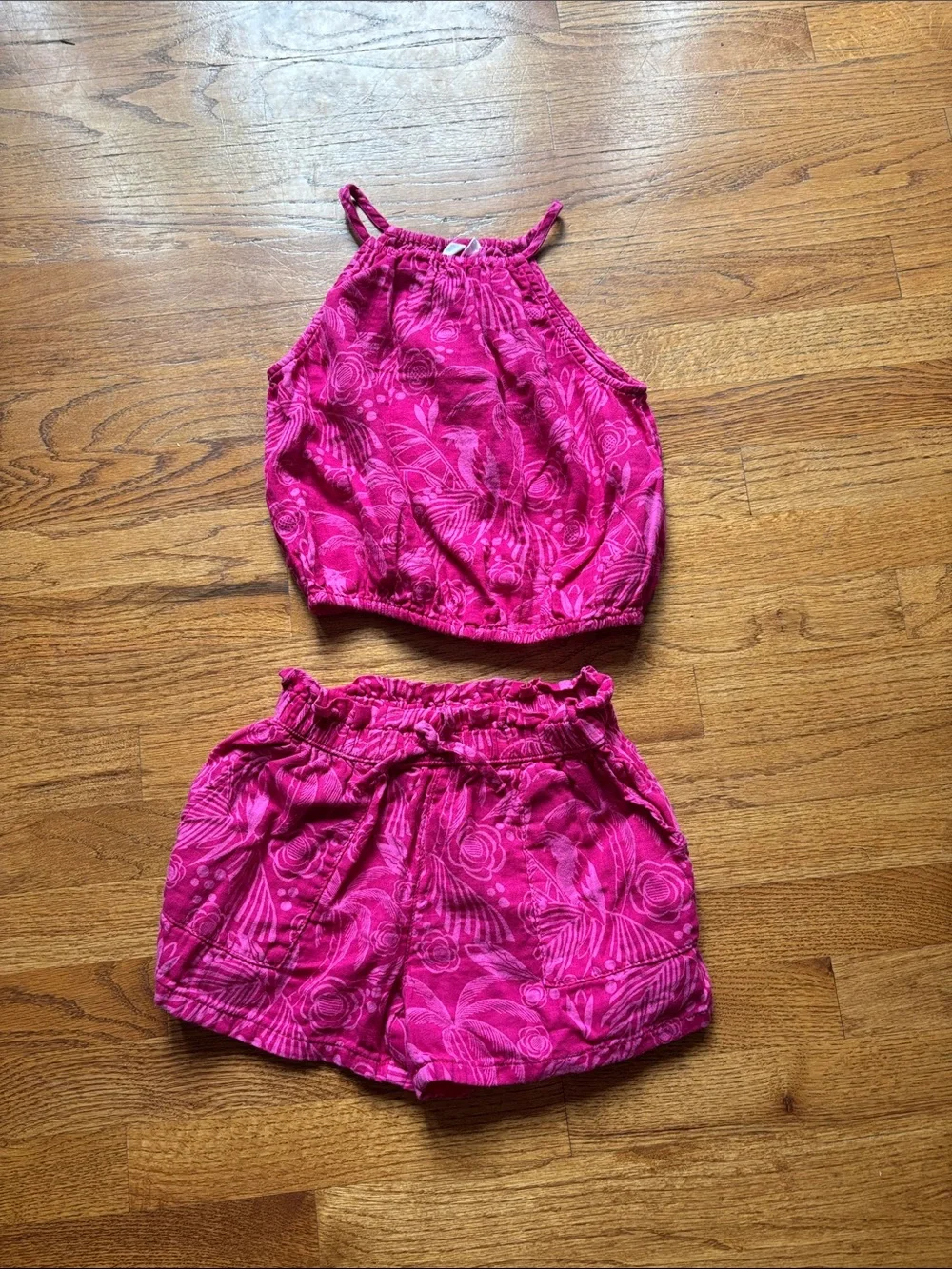 GAP Kids Hot Pink Floral Elastic Waist Shorts Set
